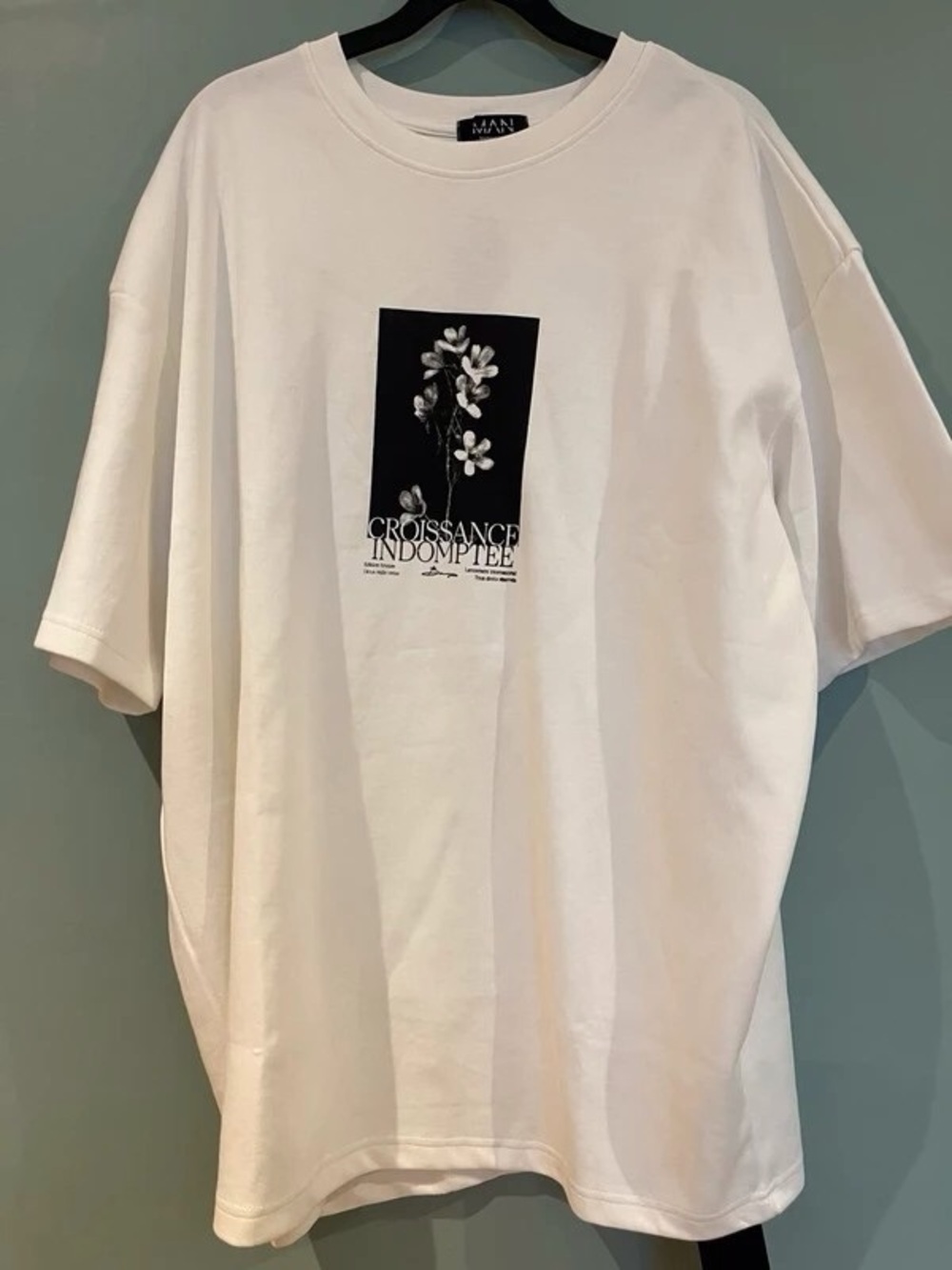croft & barrow White Tee with Black Floral Panel